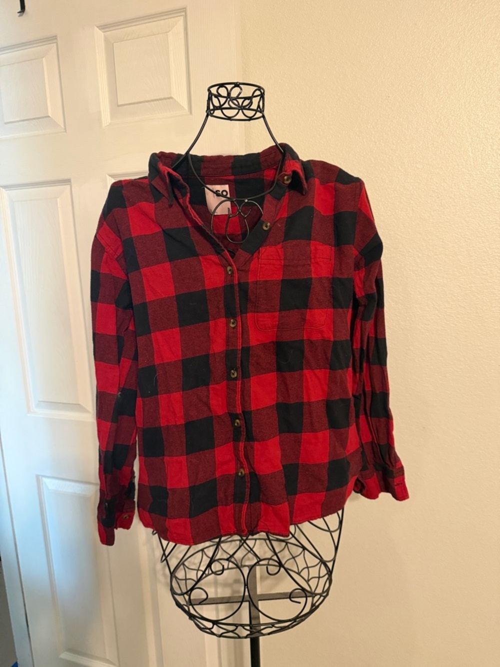 SO Red and Black Plaid Button-Front Shirt